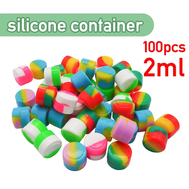 2ML Silicone Jar Oil Wax Storage Box 100Pcs Nonstick Silicone Container Travel Face Cream Jar Liquid Cosmetic Ointment Container