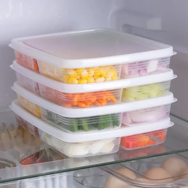 4 Grids Crisper Refrigerator Vegetable Storage Tools Frozen Meat Food Tableware Household Plastic Gadgets Kitchen Accessories
