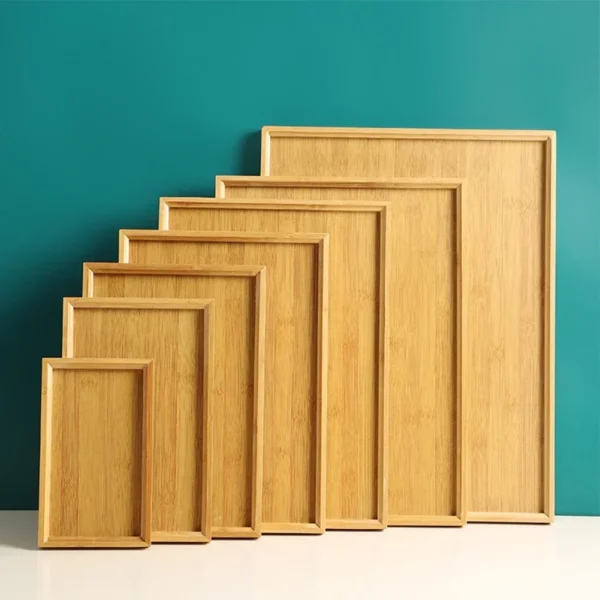 Bamboos Wood Rectangular Tea Tray Solid Wooden Tray Tea Cups Trays Stand Tray For Kitchen Party Tea Bar Storage Tray Tableware - Image 5