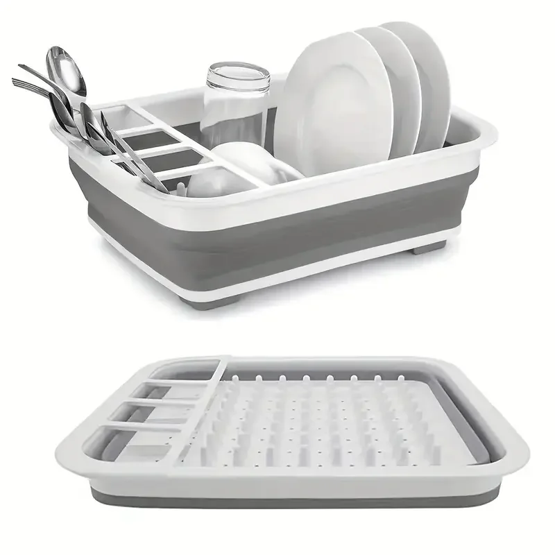 1PC Folding Bowl Rack Tableware Drain Storage Box Water Leakage Plastic Drain Bowl Tray Home Kitchen Drying Rack Washable