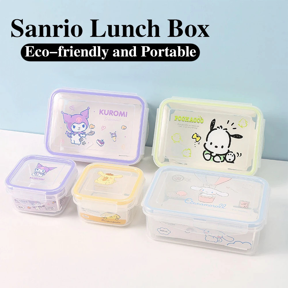 300/900ML Saniro Kuromi Cinnamoroll Lunch Box Pochacco Student Eco-friendly Bento Box Tableware Food Storage Container Portable