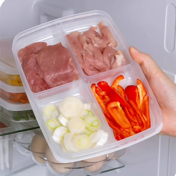 4 Grids Crisper Refrigerator Vegetable Storage Tools Frozen Meat Food Tableware Household Plastic Gadgets Kitchen Accessories - Image 3