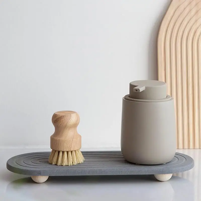 Water Absorbing Stone Counter Tray Quick Drying Neat Diatomaceous Earth Sink Tray Coasters Kitchen Sponge Hand Soap Holder