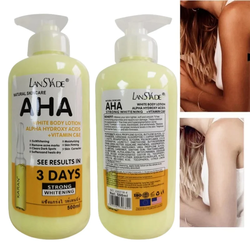 500ml Whitening Body Lotion Hydroxy Acids+Vitamin C&E Skin Beautifying Brightening Body Lotion Delicate Smooth Skin Care Cream