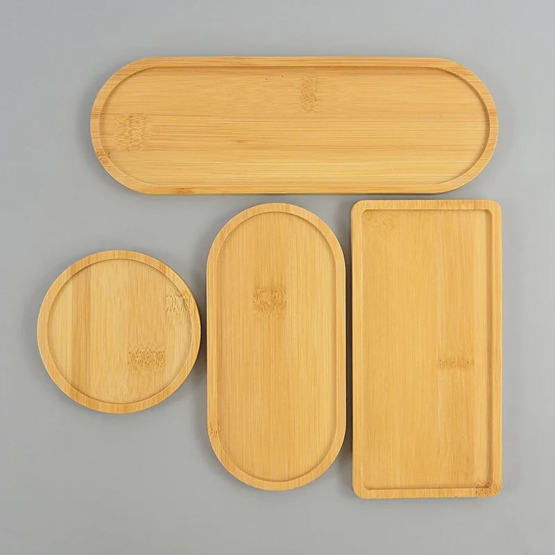 Wooden Serving Tray Dessert Pallet Coffee Cup Mat Flower Pot Tray Cup Pad Fruit Food Tray Kitchen Home Decoration Garden Supply