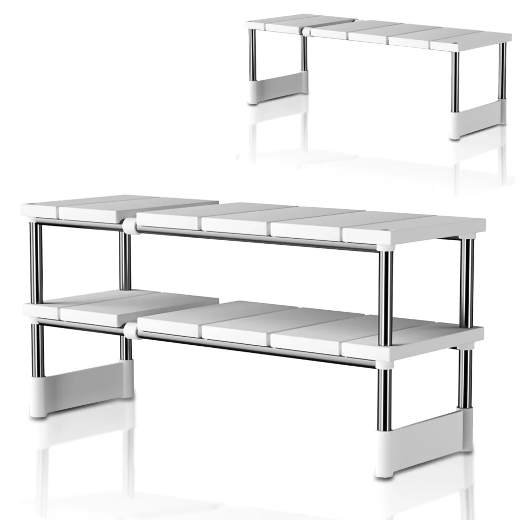 Shelf Under The Sink Stackable Cabinet Stainless Steel Counter Shelves Adjustable Kitchen Multifunction Telescopic Storage Rack