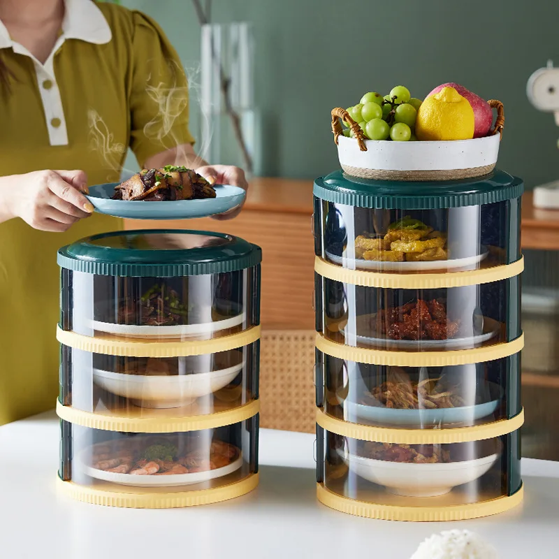 Multi-layer Food Cover 3/4/5 Layer Dustproof Dish Cover Food Storage Container Kitchen Dining Table Leftovers Winter Storage Box