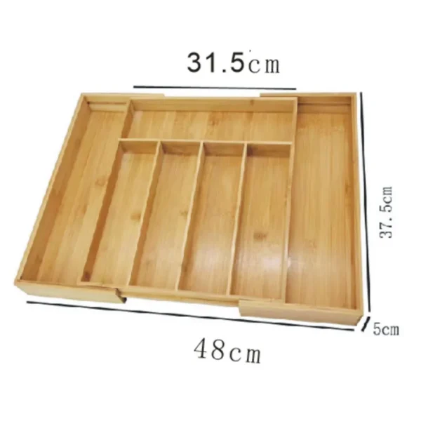 Bamboo Expandable Drawer Organizer for Utensils Holder, Adjustable Cutlery Tray, Wood Drawer Dividers Organizer for Silverware