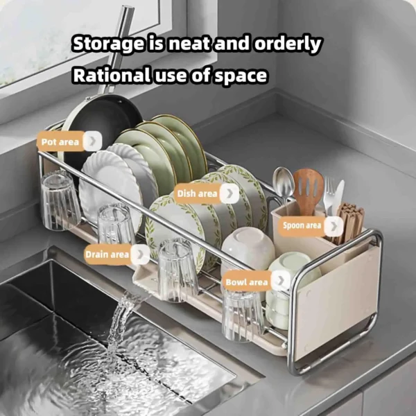 Dish Drying Rack Bowl Drainer Over Sink Drainer Draining Rack Organizer Kitchen Sink Basket Tableware Narrow Cup Holder Shelf - Image 2