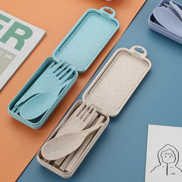 Eco-friendly Plastic Knife Fork Spoon Chopsticks Set With Storage Box Outdoor Travel Portable Tableware Kit Camping Kitchenware - Image 4