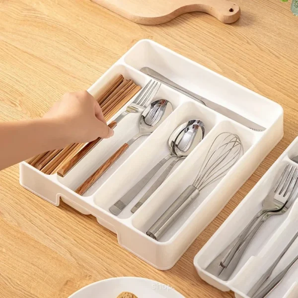 4/5 Compartments Cutlery Organizer Daily Drawer Divider Tray Rectangle Easy Clean Home Kitchen Spoon Fork Separation Box - Image 4