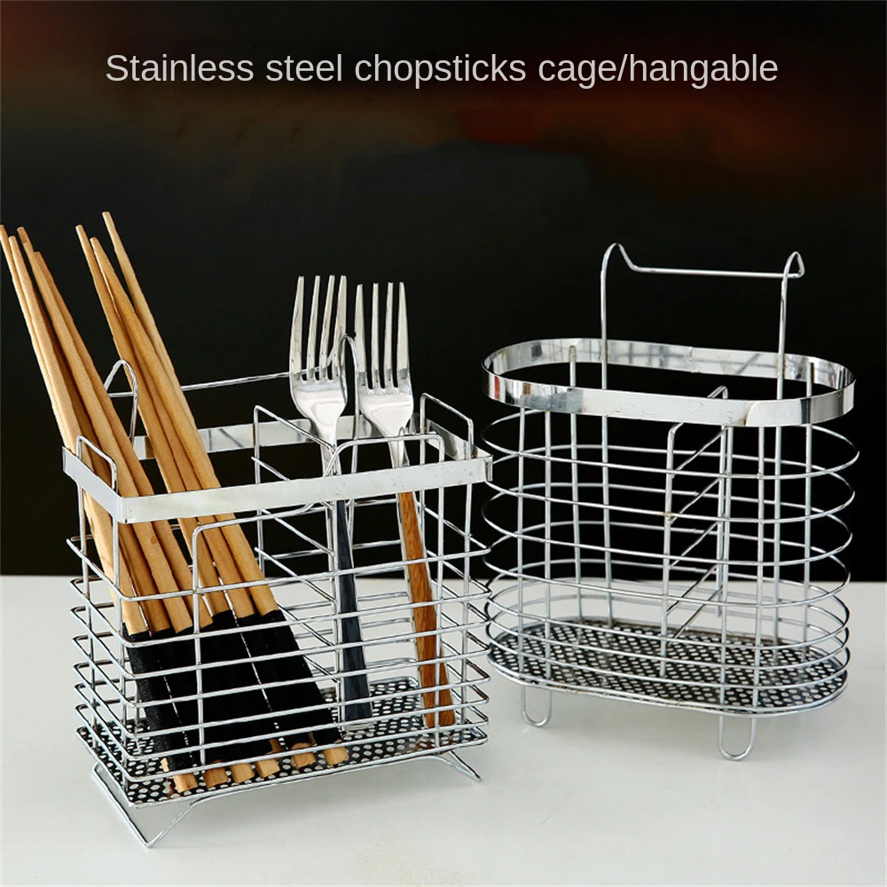 Metal Hanging Cutlery Holder Drainer Spoon Fork Chopsticks Storage Basket Rack Kitchen Tool Organizer Tableware Tube Jy25 20