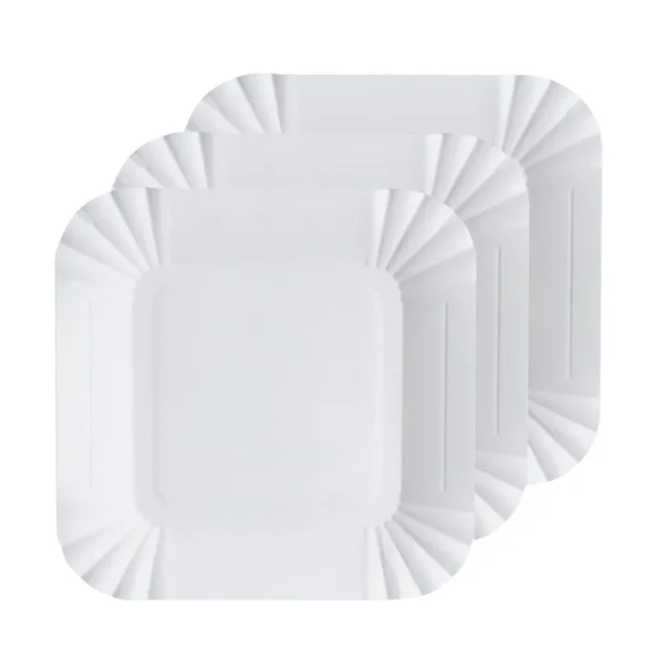 100pcs Disposable Paper Plates Square Storage Tableware Plate for Cake Dessert Fruits Snacks (White) - Image 3