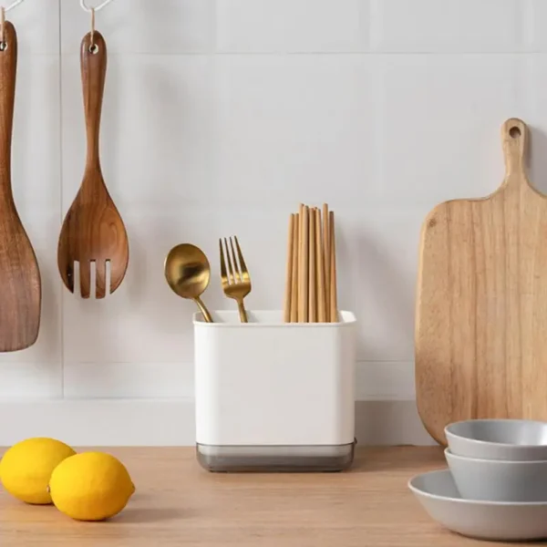 Multifunctional Spoon Fork Chopstick Drain Box Tableware Storage Holder Double Layer Cutlery Shelf Kitchen Organizer Rack - Image 2