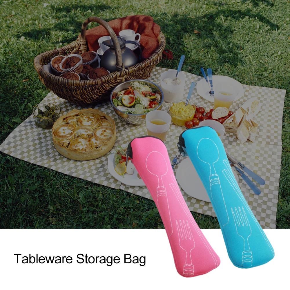 Portable Tableware Bag Cutlery Dinner Set Travel Packaging Storage Box Dinnerware Picnic Fork Spoon Without