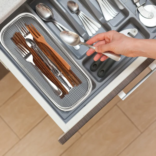 Stainless Steel Cutlery Storage Basket Mesh Silverware Holder Spoons Fork Drainer Rack Kitchen Tableware Organizer - Image 4
