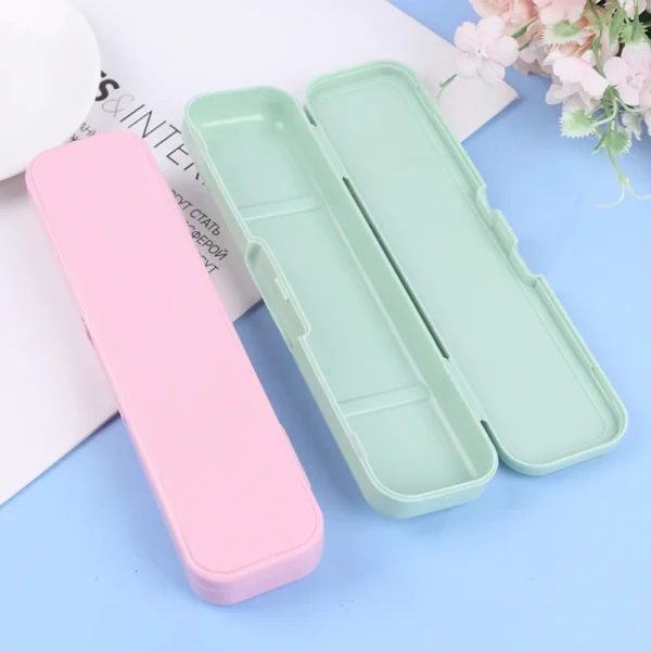 Travel Outdoor Reusable Practical Transparent Cover Wheat Straw Slot Design Cutlery School Tableware Box Set With Storage Bag - Image 3