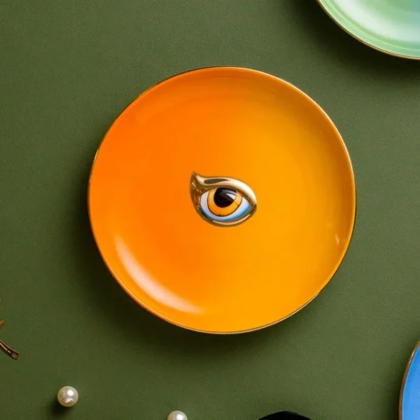 Nordic Round Ceramic Plate Devil's Eye Ring Necklace Jewelry Tray Teacups Coasters Ceramic Jewelry Tray Colorful Tray Ornaments - Image 6