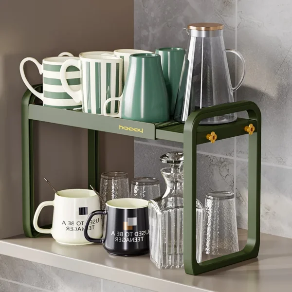 High Quality Storage Rack Retractable Microwave Shelf with 2Hooks For Kitchen Cabinet Tableware Supplies Organizer Storage Shelf