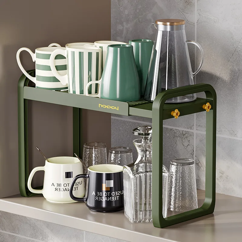 High Quality Storage Rack Retractable Microwave Shelf with 2Hooks For Kitchen Cabinet Tableware Supplies Organizer Storage Shelf