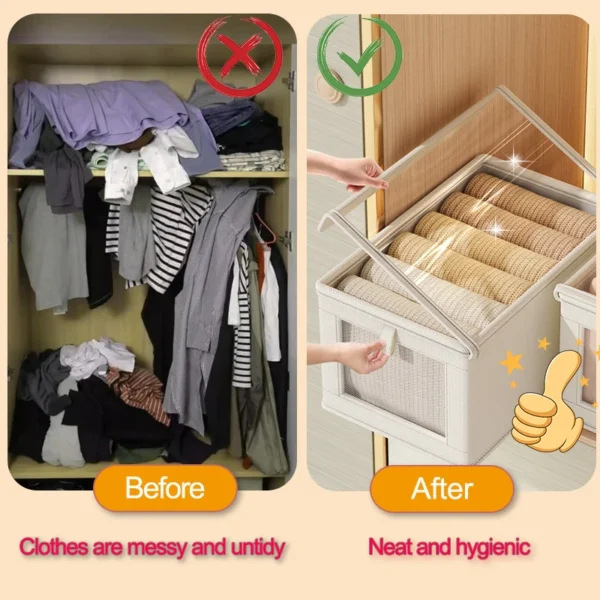 Foladable Clothes Storage Box with Cover Closet Storage Box for Underwear Socks Moisture and Dustproofwardrobe Organizer - Image 2
