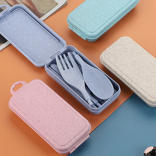 Eco-friendly Plastic Knife Fork Spoon Chopsticks Set With Storage Box Outdoor Travel Portable Tableware Kit Camping Kitchenware - Image 2