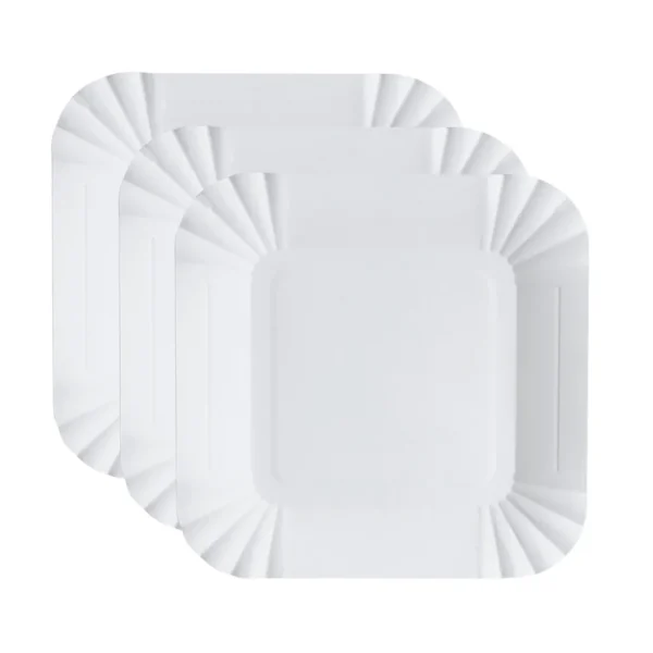 100pcs Disposable Paper Plates Square Storage Tableware Plate for Cake Dessert Fruits Snacks (White) - Image 2