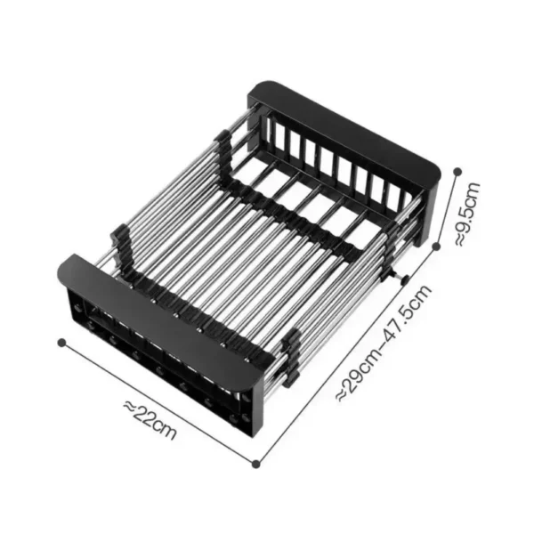 Adjustable Dish Drainer Stainless Steel Telescopic Drain Rack Fruit Vegetable Kitchen Organizer Sink Drain Perfect for Most Sink - Image 4
