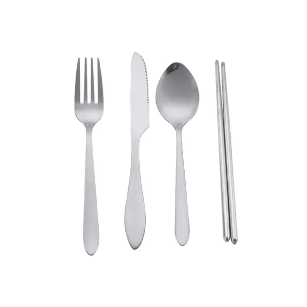4Pcs/Set Travel Camping Cutlery Set Portable Tableware Stainless Steel Chopsticks Spoon Fork Steak Knife with Storage Case - Image 5
