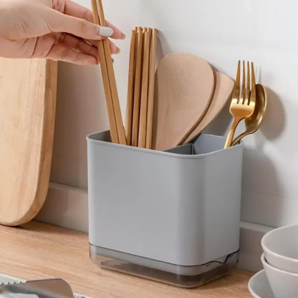 Multifunctional Spoon Fork Chopstick Drain Box Tableware Storage Holder Double Layer Cutlery Shelf Kitchen Organizer Rack - Image 3