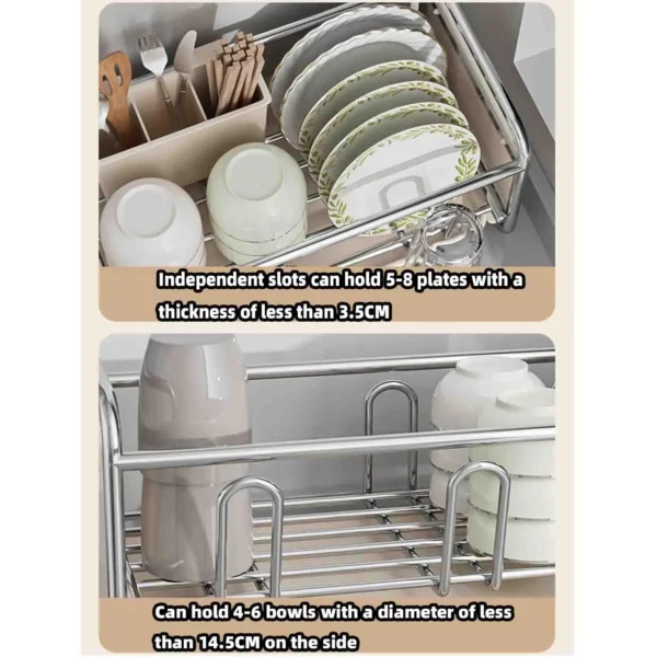 Dish Drying Rack Bowl Drainer Over Sink Drainer Draining Rack Organizer Kitchen Sink Basket Tableware Narrow Cup Holder Shelf - Image 4