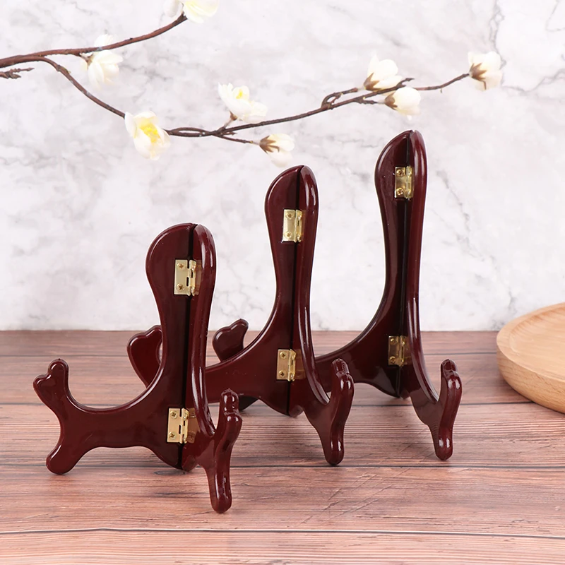 Wooden Easel Wood Wedding Table Photo Card Stand Plate Display Holder Home Decor Imitation Solid Wooden Porcelain Plate Stand