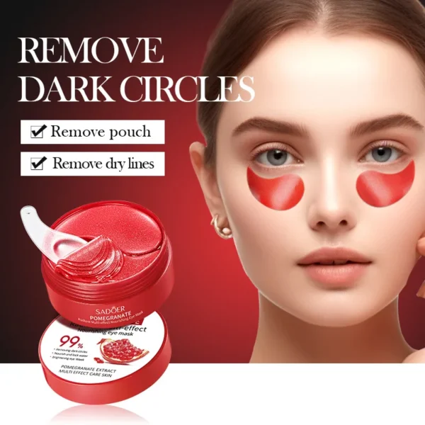 60pcs SADOER Red Pomegranate Collagen Eye Mask Firming Anti Dark Circles Remove Eyes Bag Moisturizing Eye Patches Eyes Skin Care - Image 2