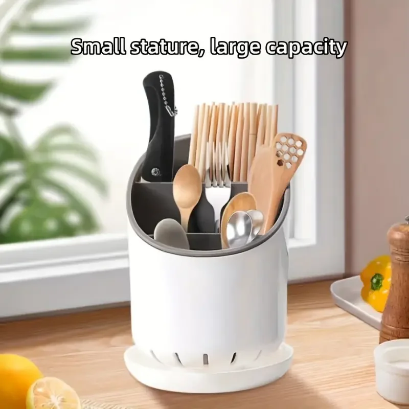 1PC Round Kitchen Storage Chopsticks Tube Space Saving Tableware Storage Holder With Drain Plate Kitchen Chopstick Drain Box