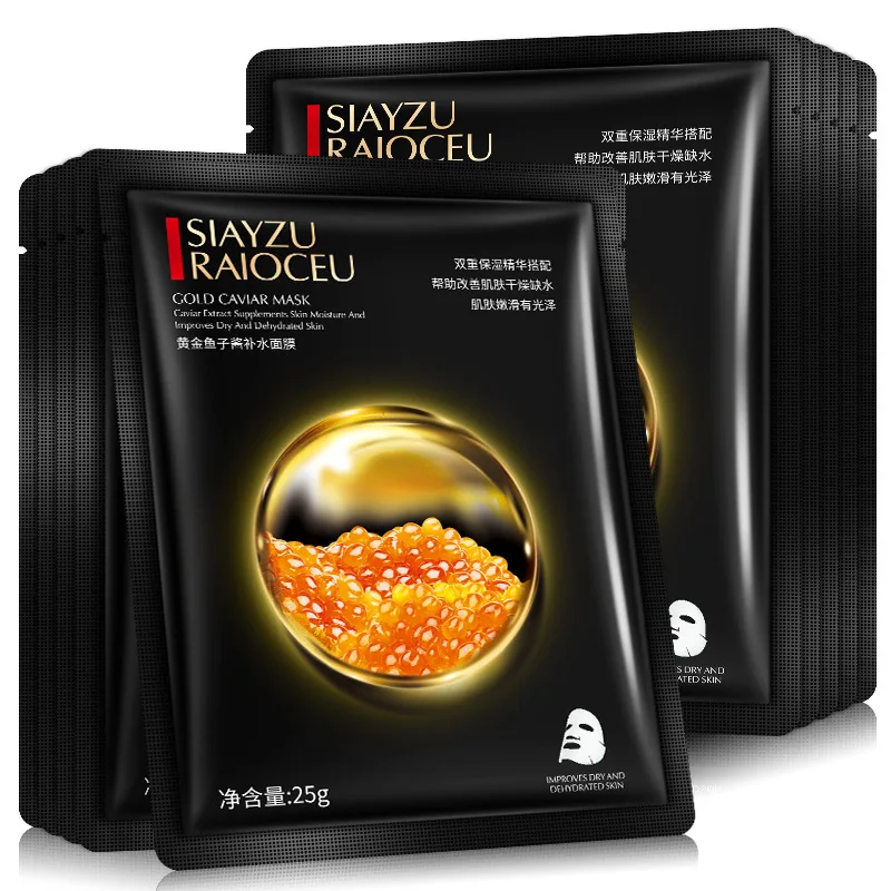 10pcs Golden Caviar Moisturizing Facial Masks Refreshing Oil Control skincare Face Sheet Mask Sheets Masks for Face Skin Care