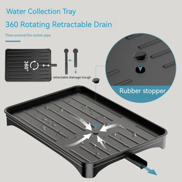 Double-layer Dish Drying Rack with Drip Tray Kitchen Sink Storage Space Saver Kitchen Counter Organizer Tableware Drainboard - Image 2