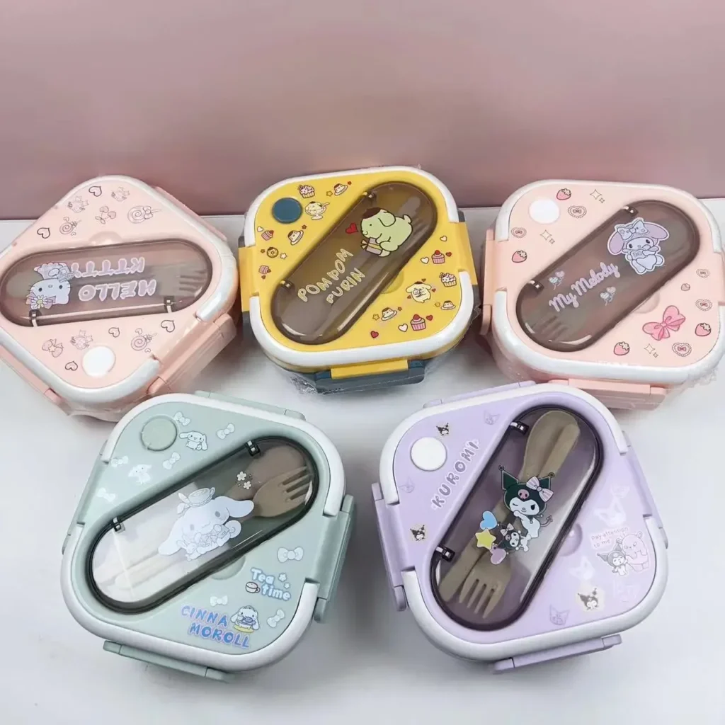 Sanrio Cartoon Lunch Box Kuromi Plastic Bento Box Kitty Student Eco-Friendly Bento Box Microwave Tableware Storage Container