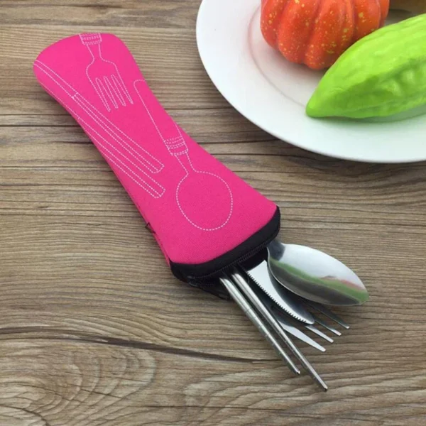 Portable Tableware Bag Cutlery Storage Bag Travel Packaging Storage Box Picnic Fork Spoon Knife Pouch Bag (Without Tableware) - Image 2