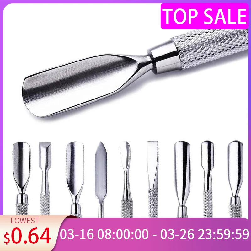 1pcs Double-ended Stainless Steel Cuticle Pusher Dead Skin Push Remover For Pedicure Manicure Nail Art Cleaner Care Tool