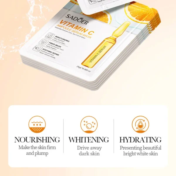 10pcs SADOER 24K Gold Vitamin C Hyaluronic Acid Face Mask Facial Moisturizing Firming Hydrating Facial Masks Skin Care Products - Image 5