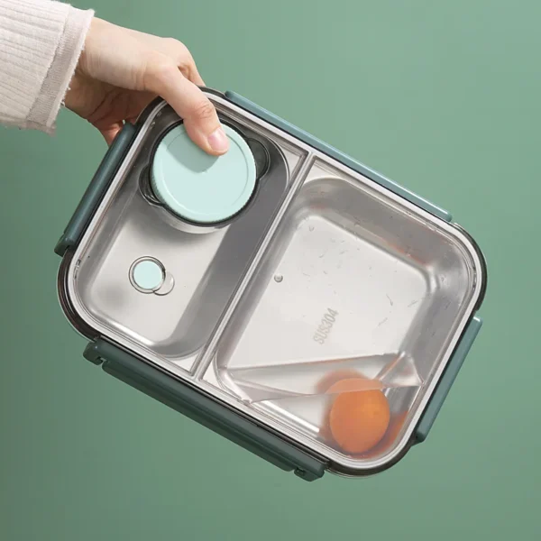 Stainless steel Lunch box for Adults Kids Students Portable Divided Bento Box with Tableware Leakproof Food Storage Containers - Image 4