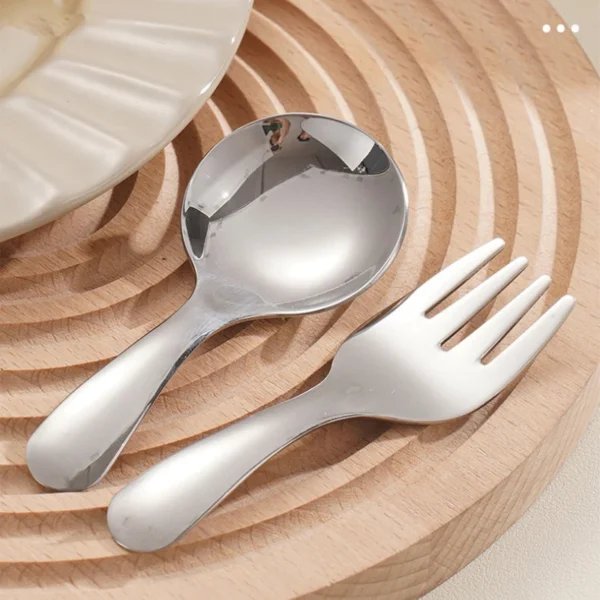 Food Grade Material 304 Stainless Steel Multifunction Tableware For Kids Children's Fork And Spoon With Storage Box Optional - Image 2
