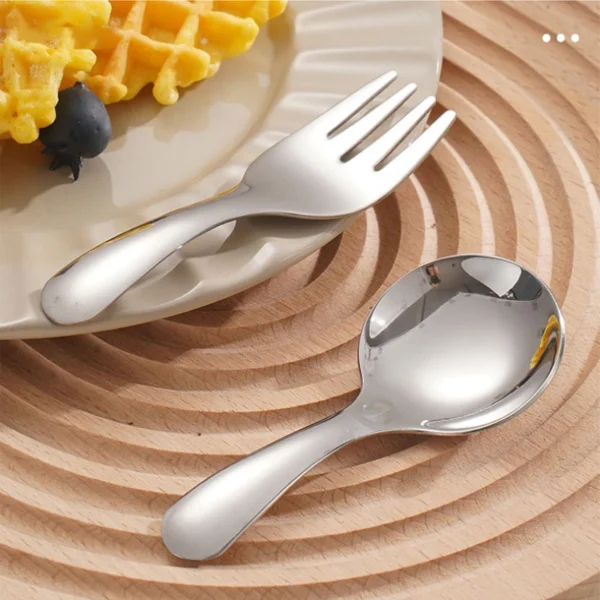 Food Grade Material 304 Stainless Steel Multifunction Tableware For Kids Children's Fork And Spoon With Storage Box Optional - Image 3