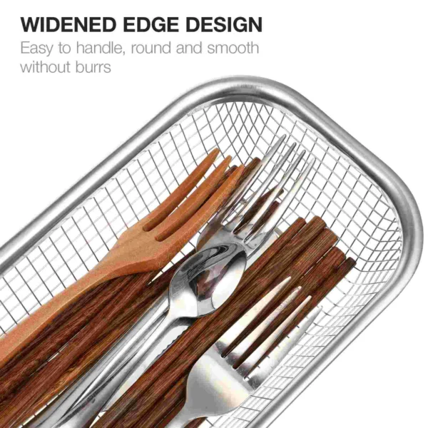 Stainless Steel Cutlery Storage Basket Mesh Silverware Holder Spoons Fork Drainer Rack Kitchen Tableware Organizer - Image 5