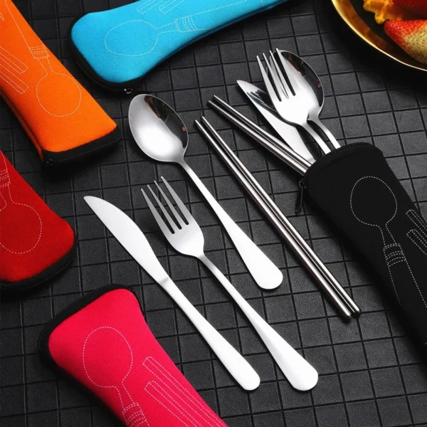 Portable Tableware Bag Cutlery Storage Bag Travel Packaging Storage Box Picnic Fork Spoon Knife Pouch Bag (Without Tableware) - Image 3