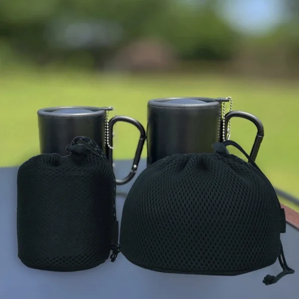 Black Nylon Mesh Bag Travel Stuff Sacks Drawstring Bag Outdoor Pots Storage Bag Camping Tableware Organizers Storage Pouch - Image 5