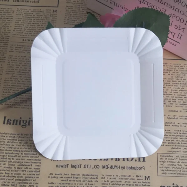 100pcs Disposable Paper Plates Square Storage Tableware Plate for Cake Dessert Fruits Snacks (White) - Image 5