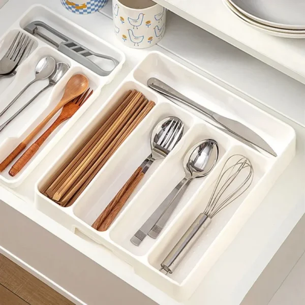 4/5 Compartments Cutlery Organizer Daily Drawer Divider Tray Rectangle Easy Clean Home Kitchen Spoon Fork Separation Box - Image 6
