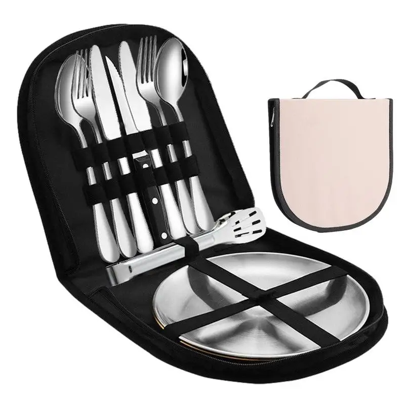 Camping Tableware Storage Bag Thickened Waterproof Oxford Cloth Picnic Folding Portable Storage Bag (excluding Tableware)