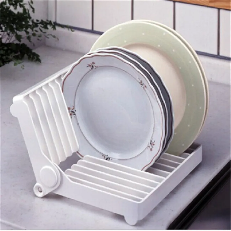 Dish Plate Drying Rack Organizer Drainer Plastic Storage Holder White Kitchen Organizer Dish rack Bracket Tableware Stand